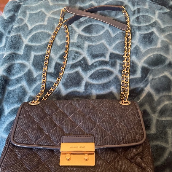 Micheal Kors Sloan Denim Large chain shoulder bag - Picture 1 of 5